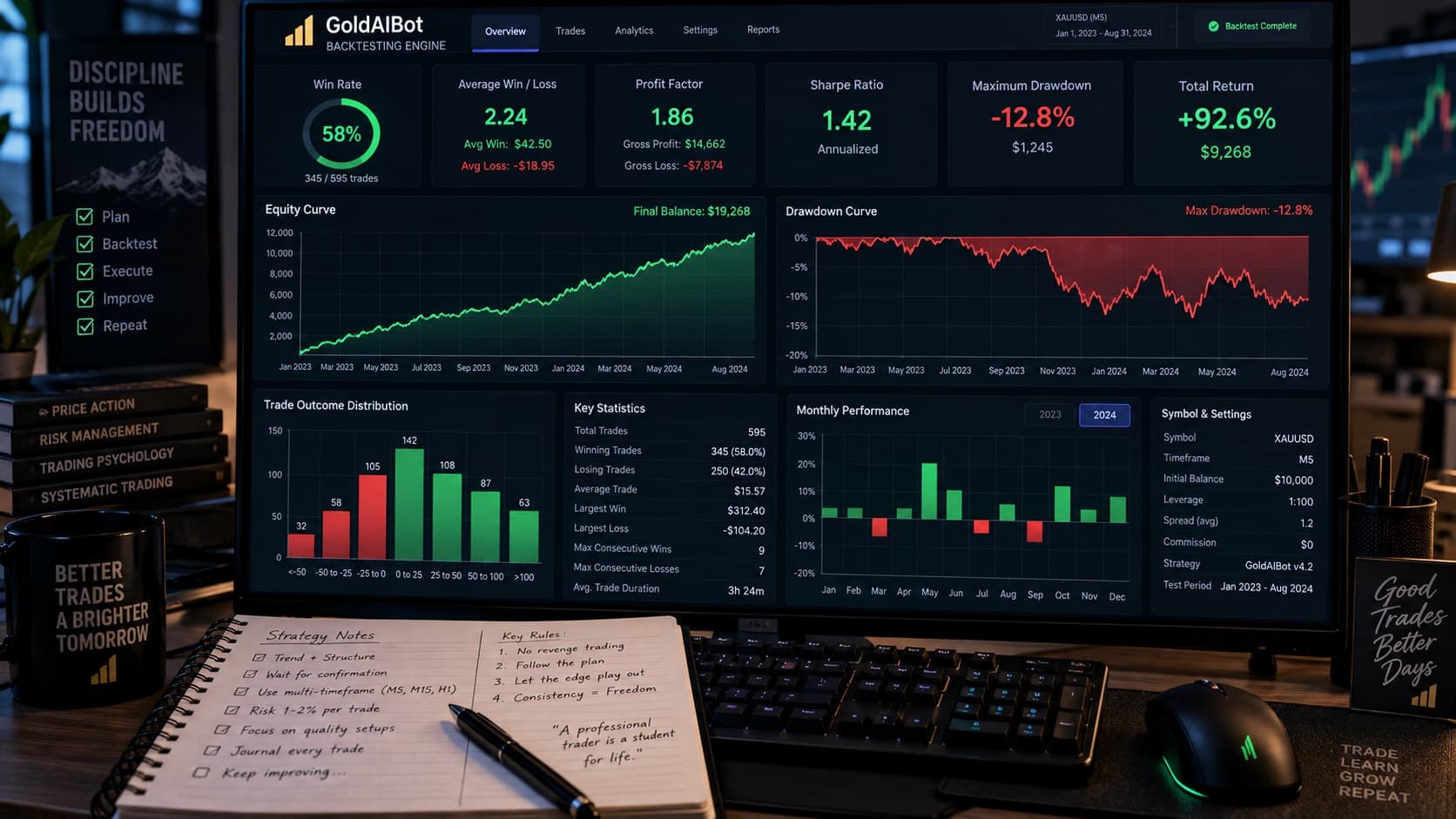 Backtesting results and performance metrics