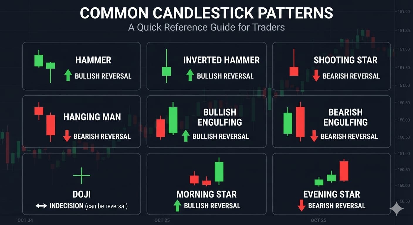 Common candlestick patterns cheat sheet