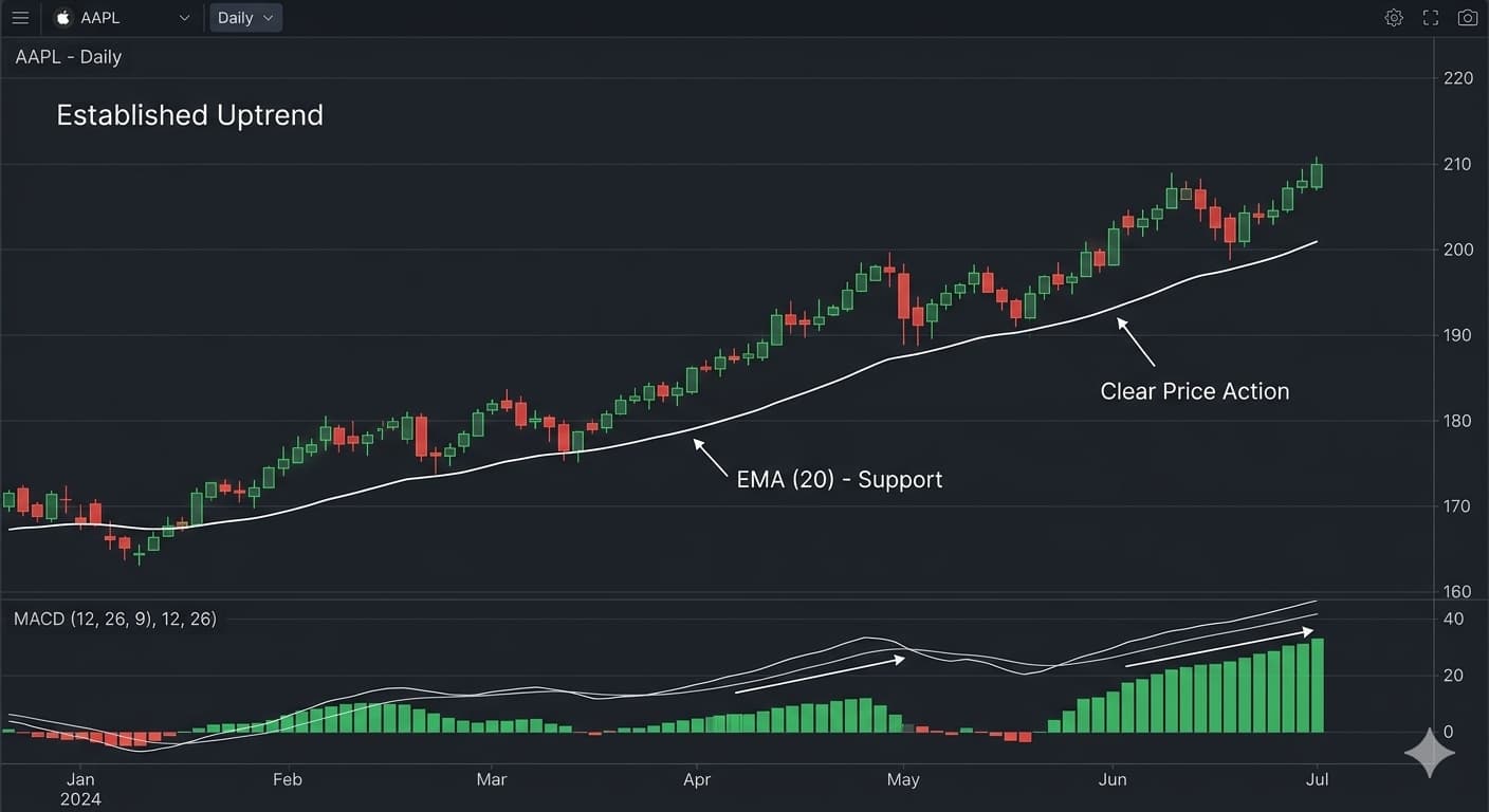 Clean chart with minimal indicators