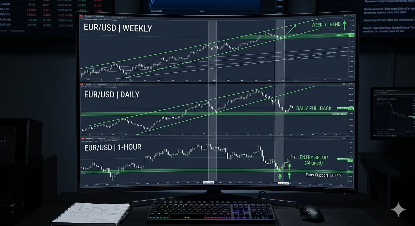 Multiple timeframe analysis showing trend alignment
