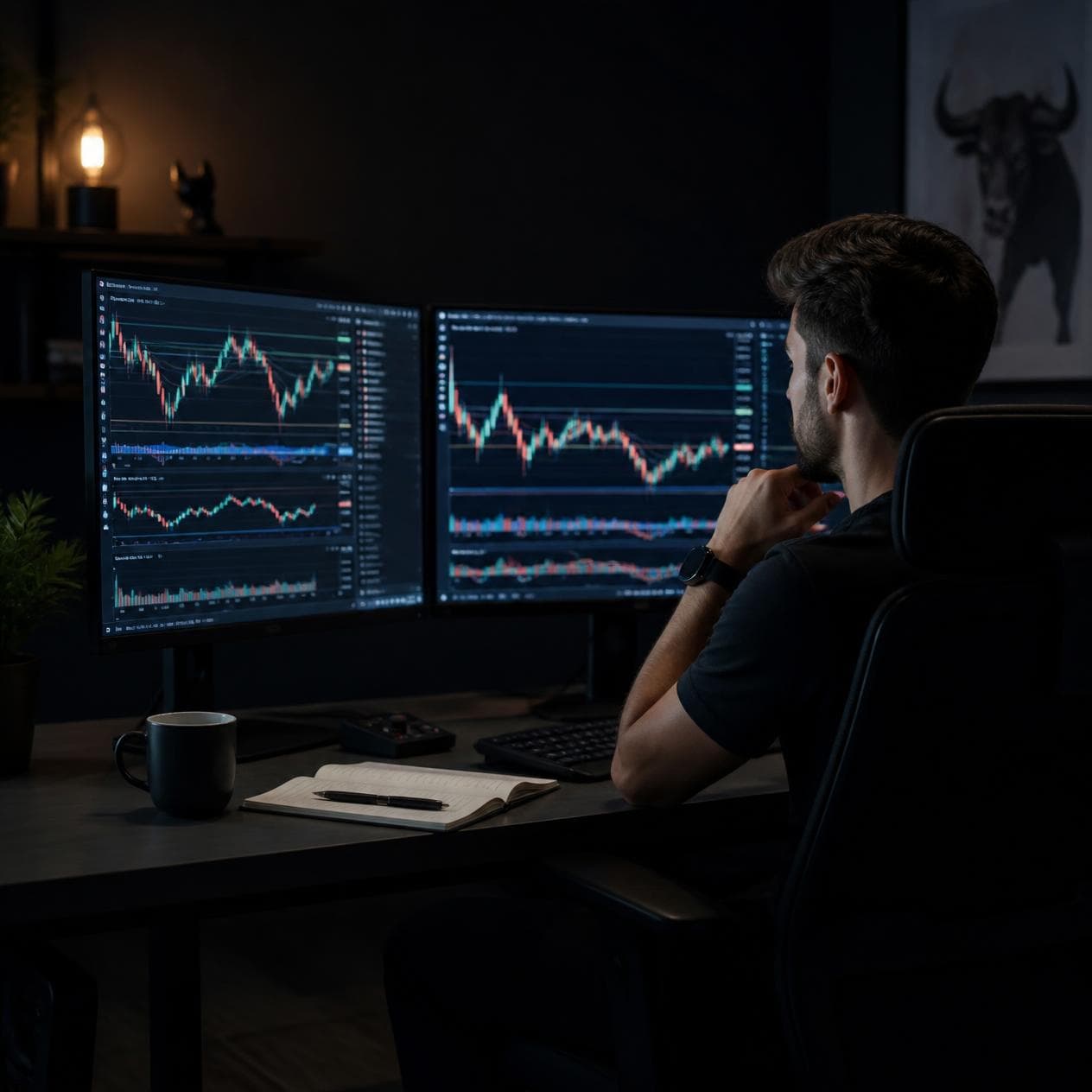 Trader preparing before evaluation
