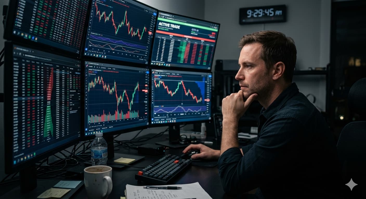 Trader making calm decisions under pressure